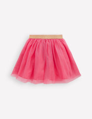 Appliqué Tulle Skirt - Pink Flowers