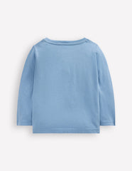 Long Sleeve Applique T-shirt - Blue Rockets