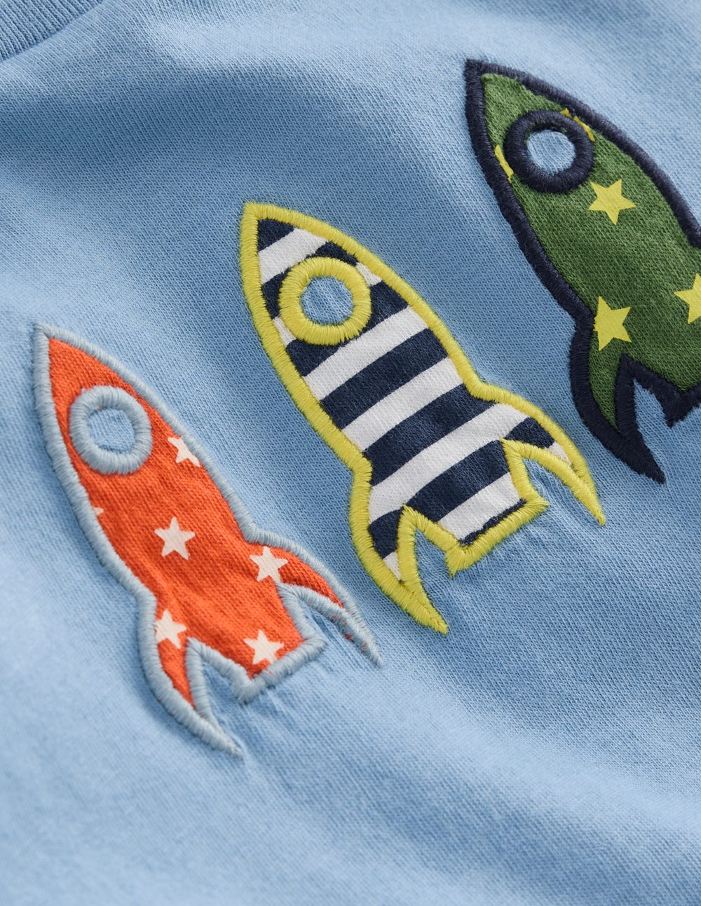 Long Sleeve Applique T-shirt - Blue Rockets