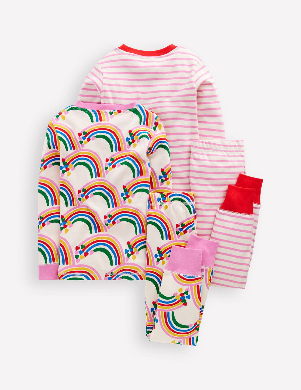 Twin Pack Snug Pajamas - Oatmeal Marl Rainbow Hearts