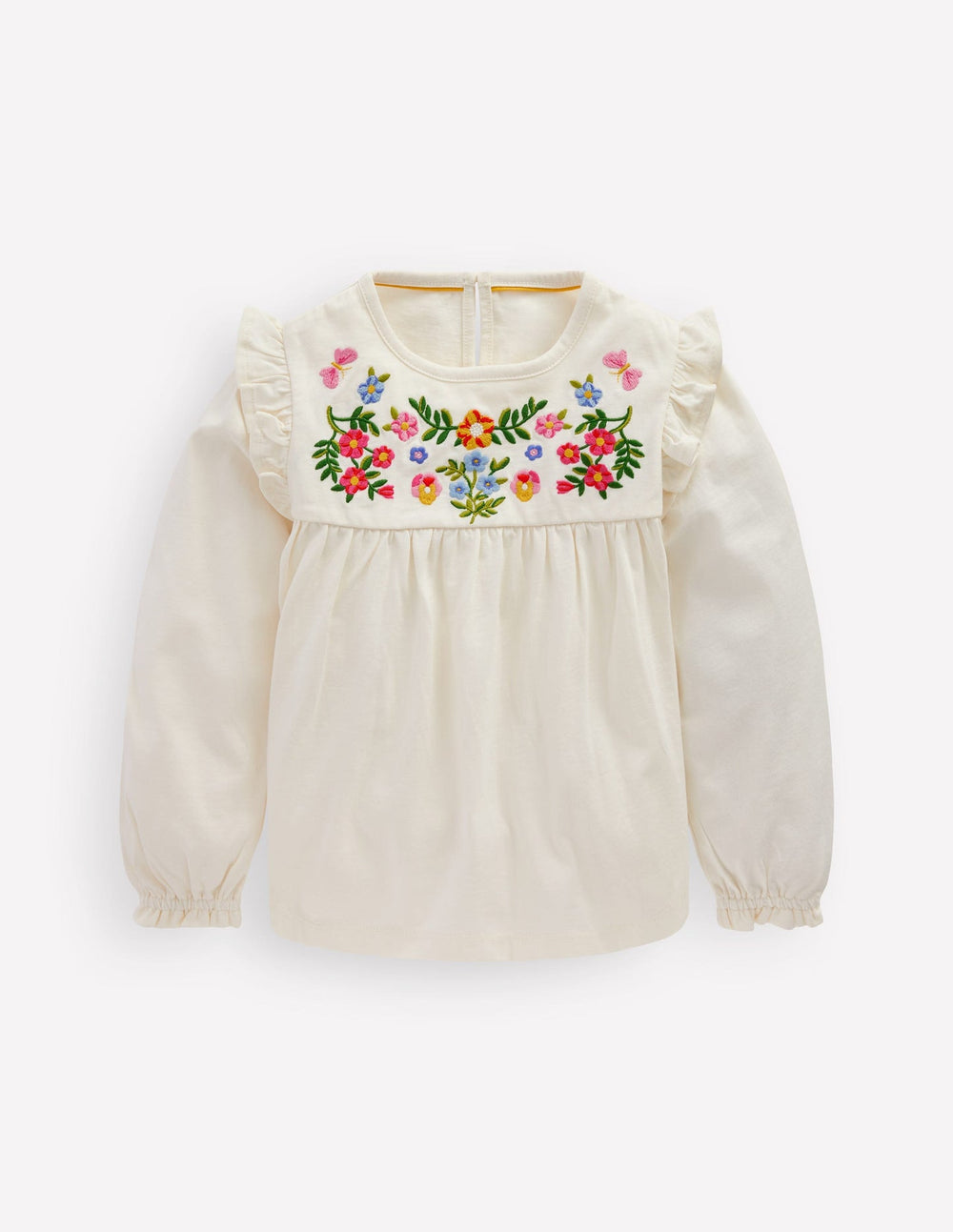 Embroidered Jersey Yoke Top - Soft Ivory Embroidery