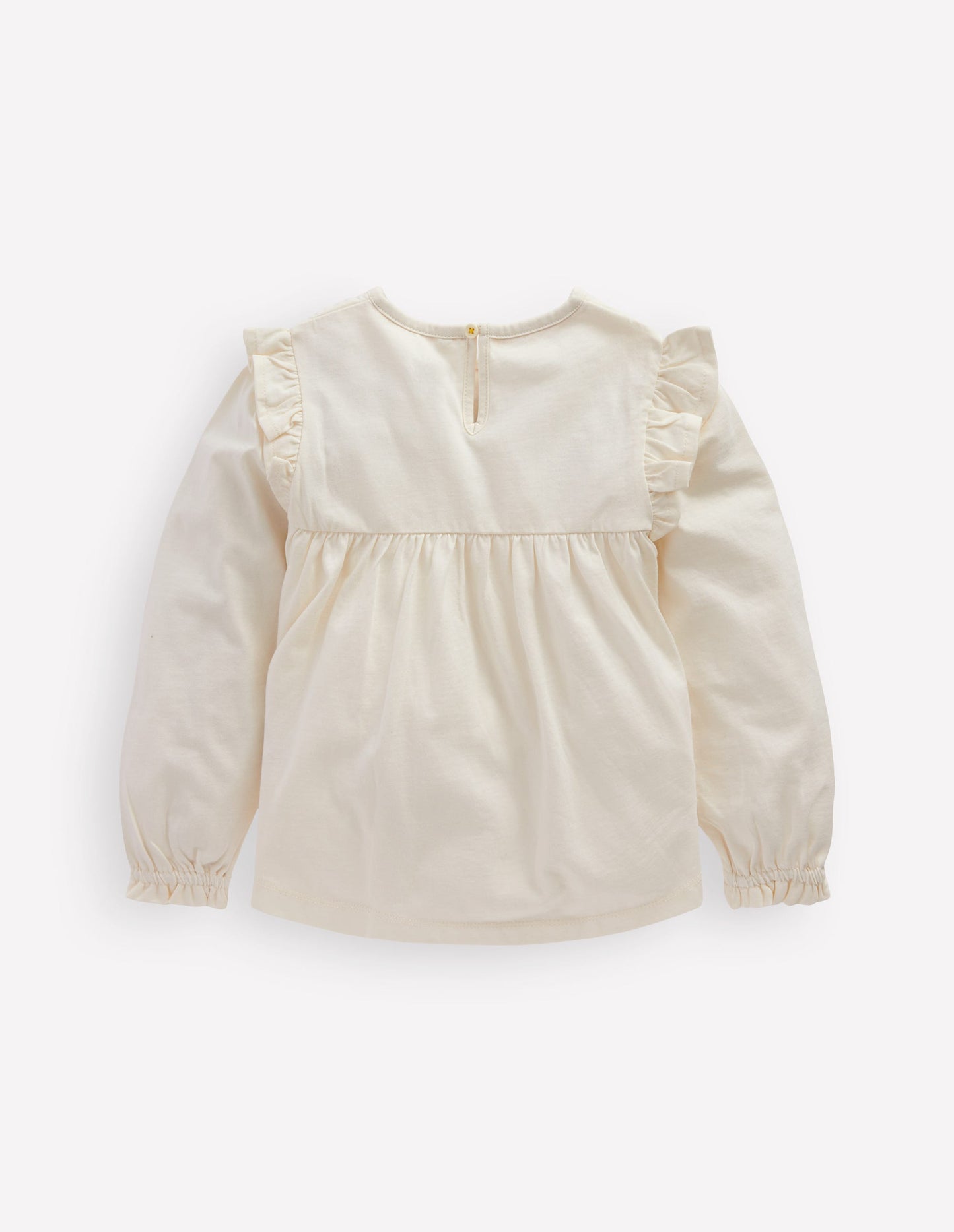 Embroidered Jersey Yoke Top - Soft Ivory Embroidery