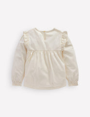 Embroidered Jersey Yoke Top - Soft Ivory Embroidery