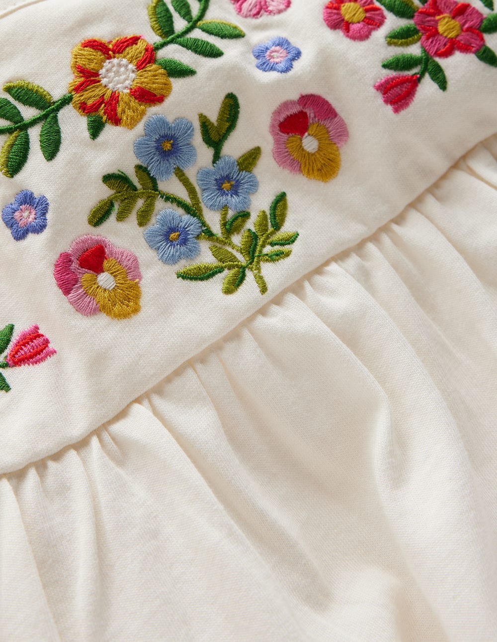 Embroidered Jersey Yoke Top - Soft Ivory Embroidery