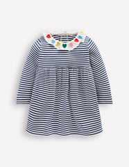 Ribbed Jersey Dress - Starboard Blue Ivory Stripe