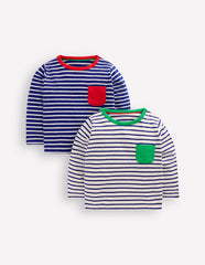Twin Pack T-shirt - Blue/White Stripe