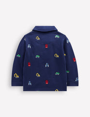 Rugby Shirt - Blue Transport Embroidery