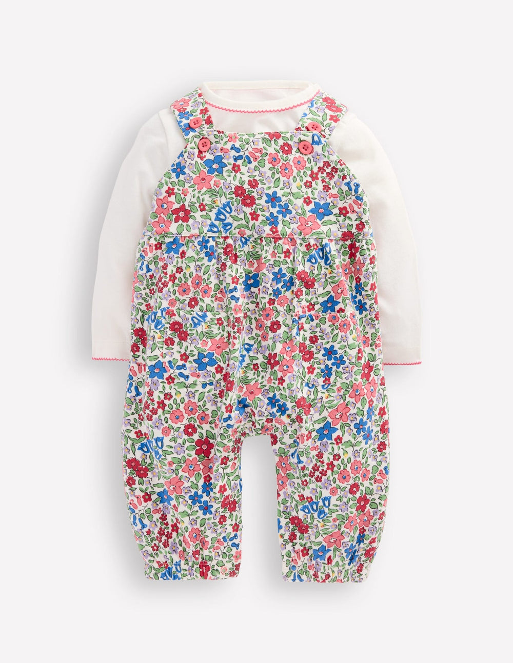 Jersey Overalls Set - Rose Pink Flowerbed