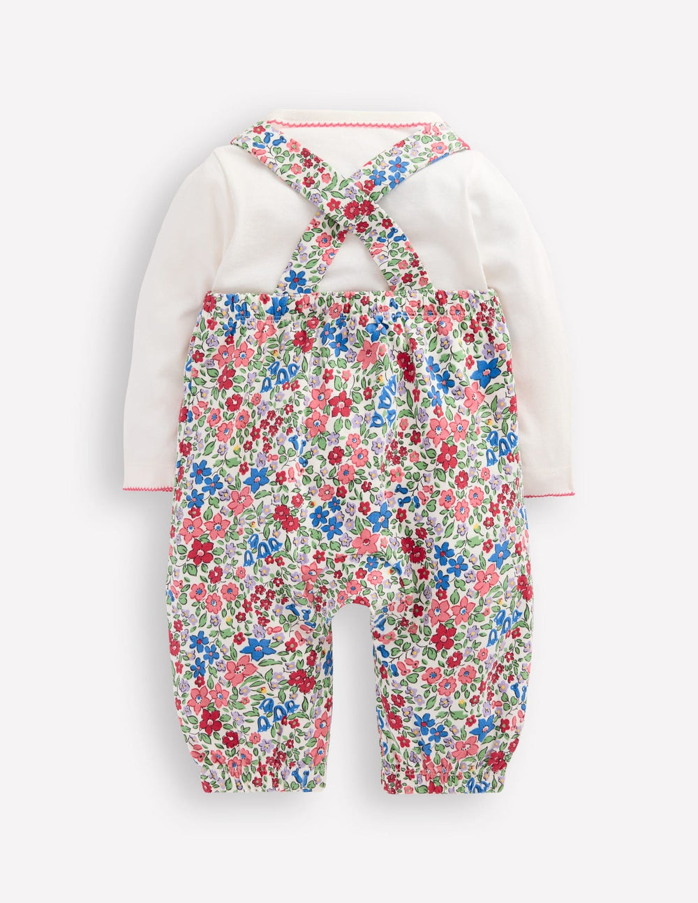 Jersey Overalls Set - Rose Pink Flowerbed