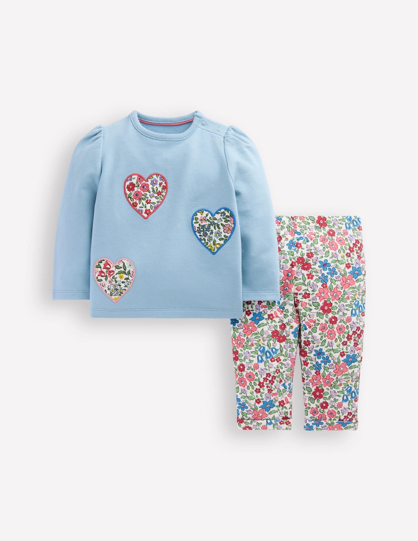 Appliqué Jersey Play Set - Blue Floral Hearts