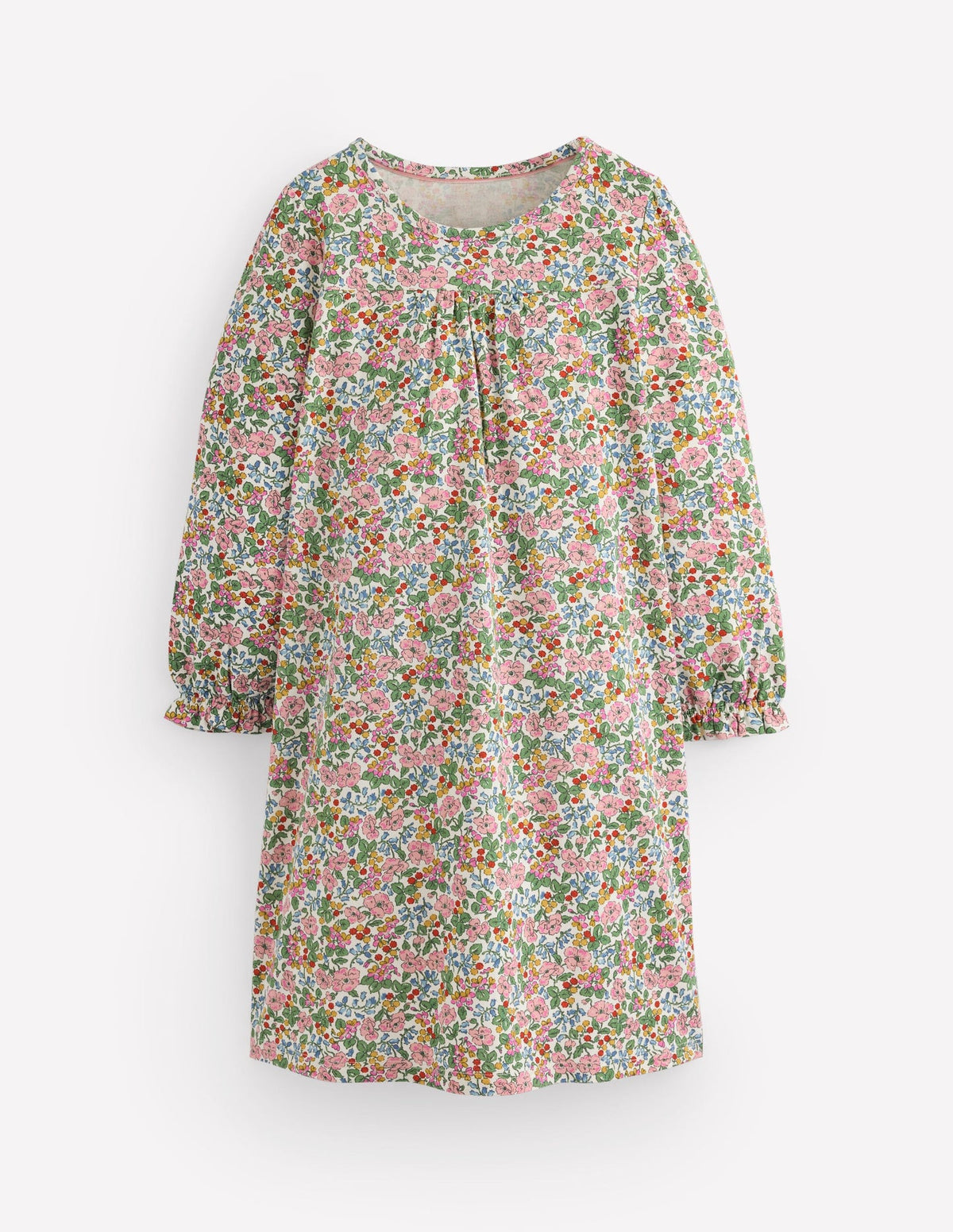 Printed Long Sleeve Nightie - Coconut Milk Berry Floral