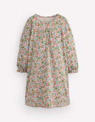Printed Long Sleeve Nightie - Coconut Milk Berry Floral