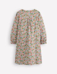 Printed Long Sleeve Nightie - Coconut Milk Berry Floral