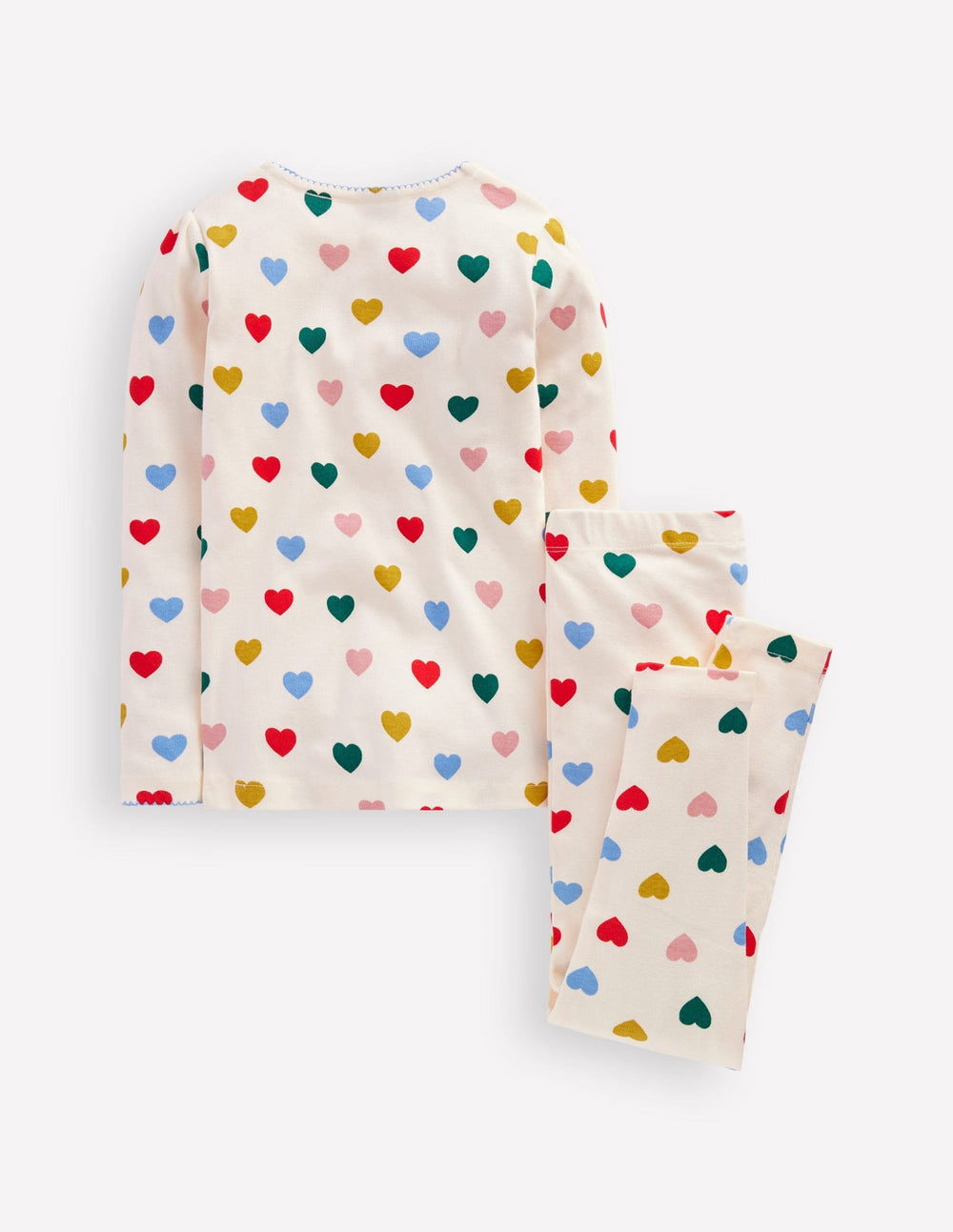Snug Long John Pajamas - Coconut Milk Small Hearts