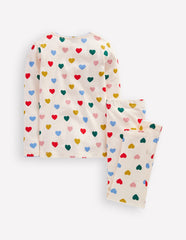 Snug Long John Pajamas - Coconut Milk Small Hearts