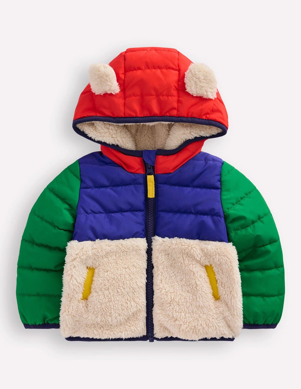 Mixed Borg Jacket - Multi Colour Block