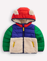 Mixed Borg Jacket - Multi Colour Block