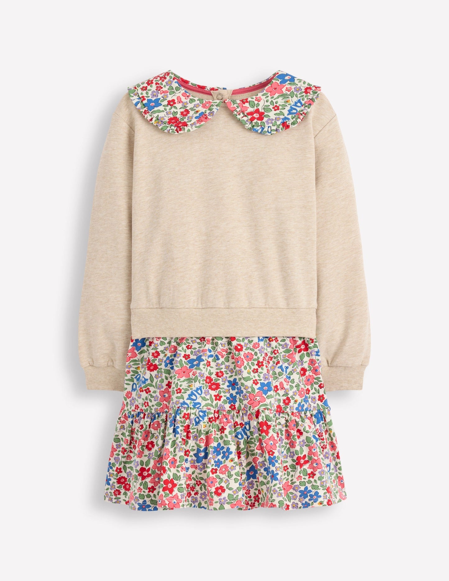2 - in - 1 Sweatshirt Dress - Ivory Berry Floral
