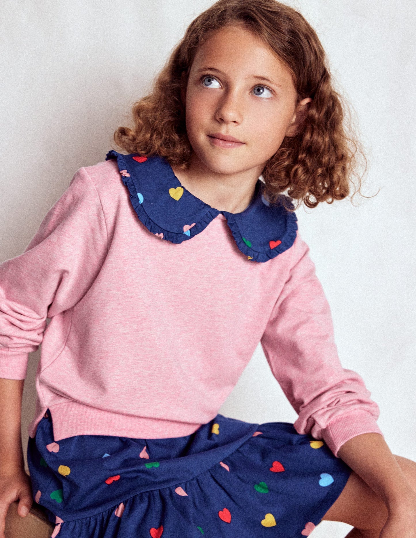 2 - in - 1 Sweatshirt Dress - Starboard Blue Multi Hearts
