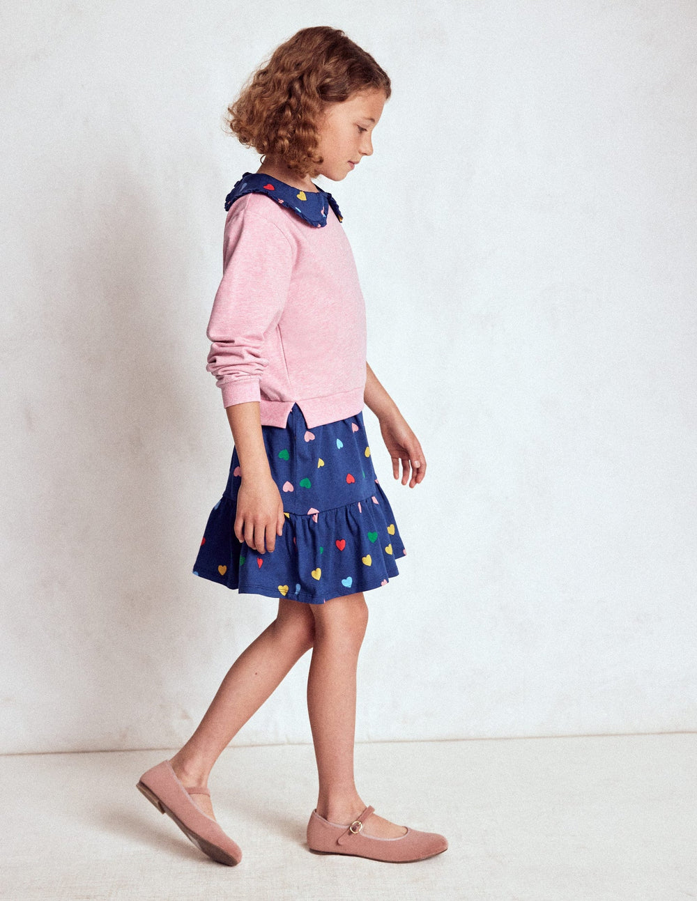 2 - in - 1 Sweatshirt Dress - Starboard Blue Multi Hearts