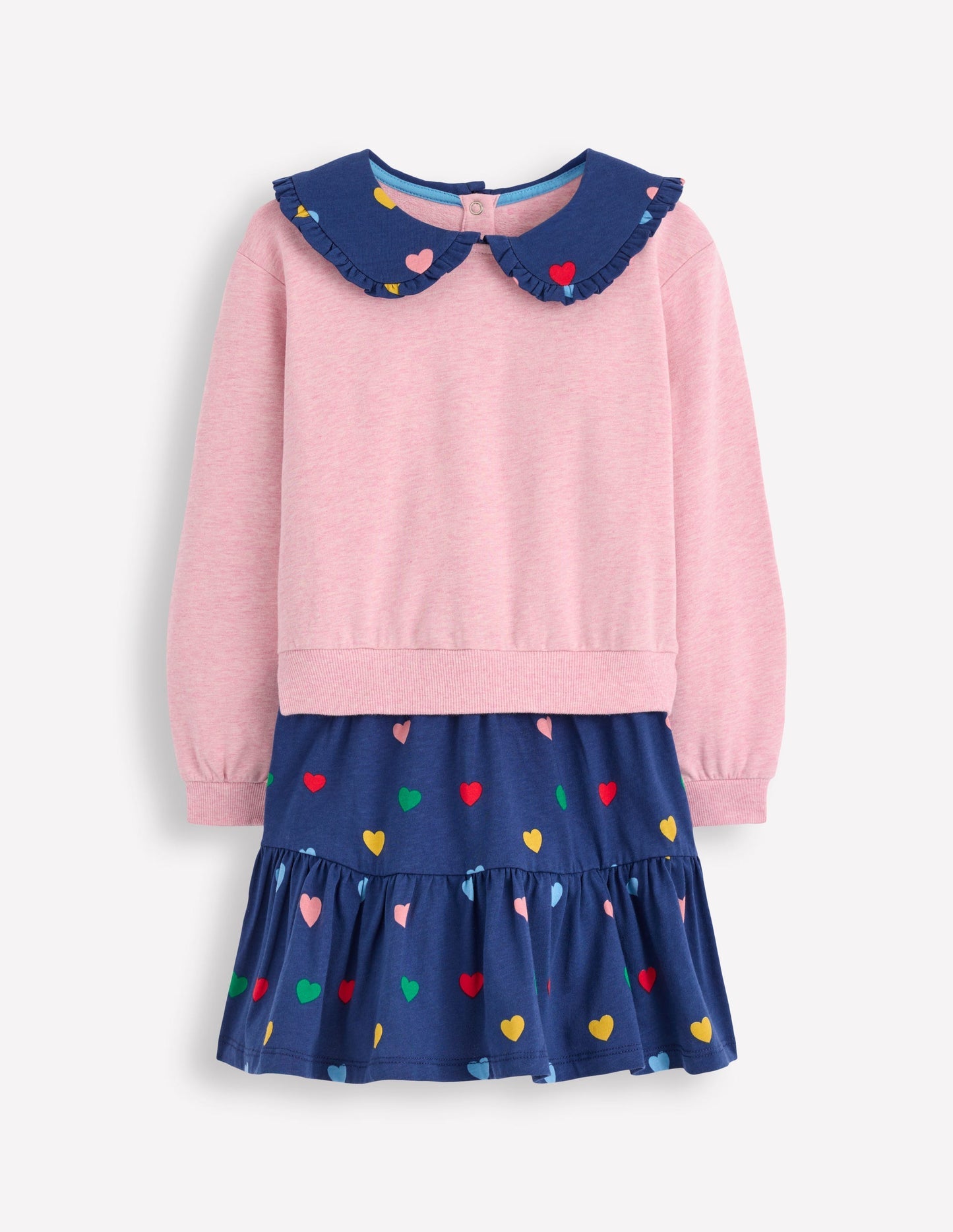 2 - in - 1 Sweatshirt Dress - Starboard Blue Multi Hearts