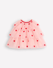 Tulle Heart Cape - Chalk Pink Hearts