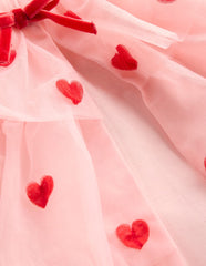 Tulle Heart Cape - Chalk Pink Hearts