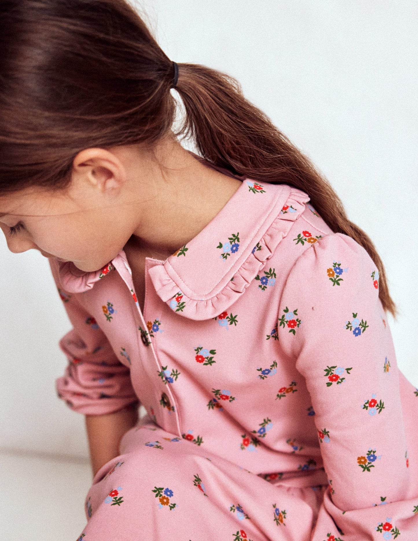 Cosy Jersey Shirt Dress - Vintage Pink Spaced Ditsy