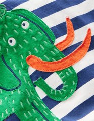 Short Sleeve Appliqué T-shirt - Prehistoric Animals Applique