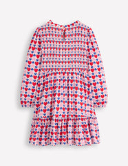 Aurora Long Sleeve Dress - Poppy Red Geo Heart