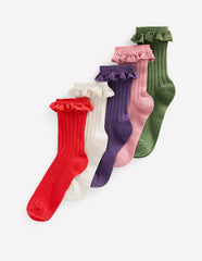 5 - Pack Frilly Socks - Autumn Multi