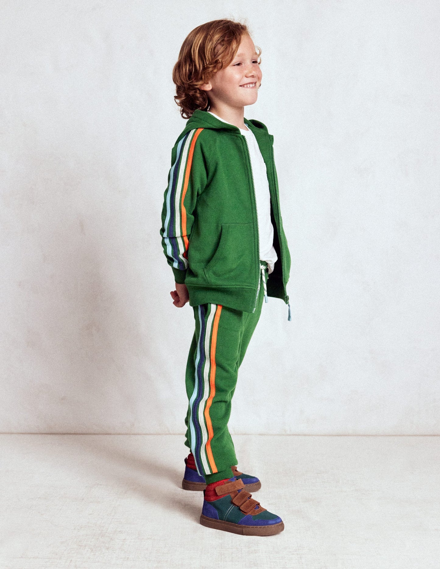 Rainbow Stripe Sweatpants - Pine Green