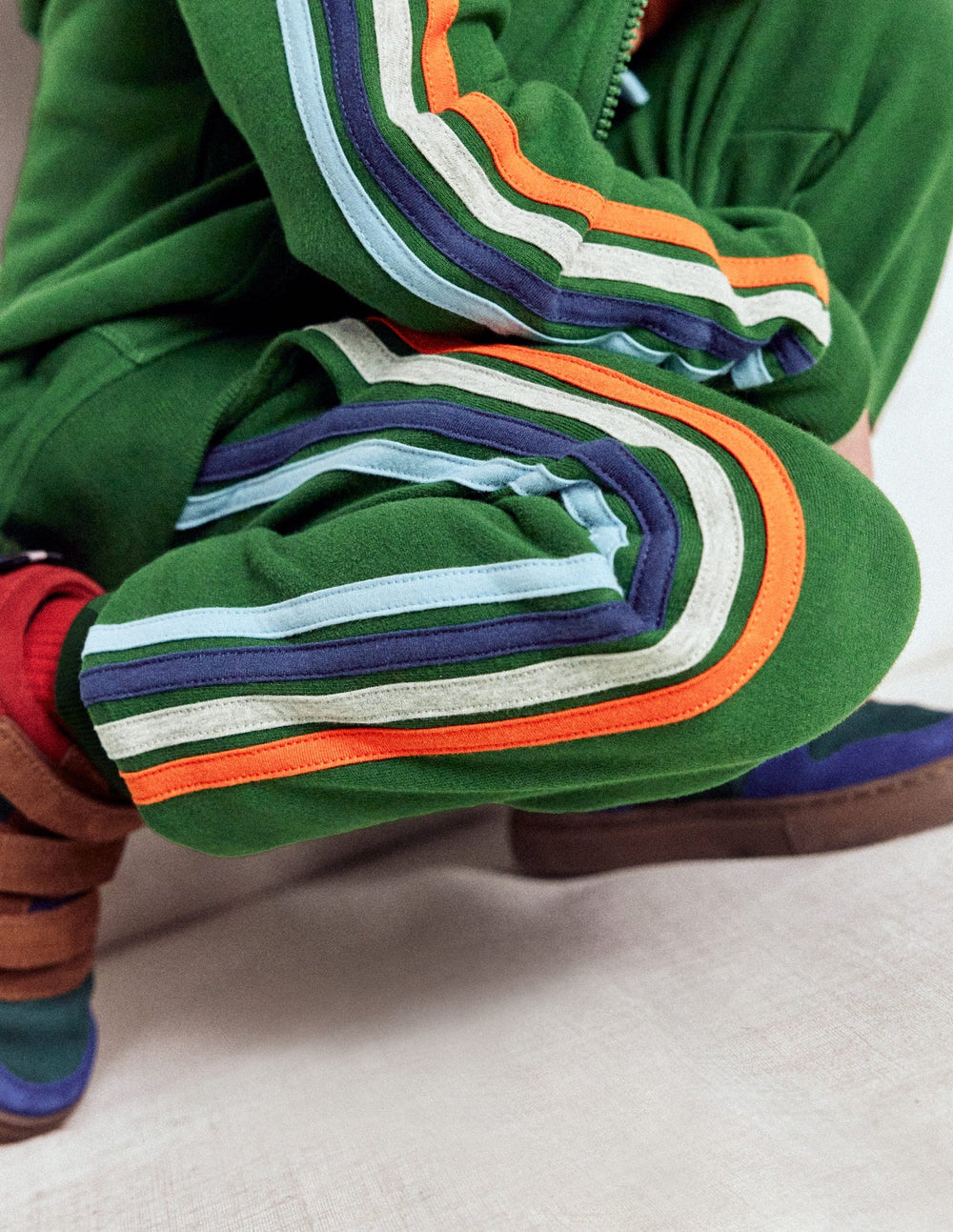 Rainbow Stripe Sweatpants - Pine Green