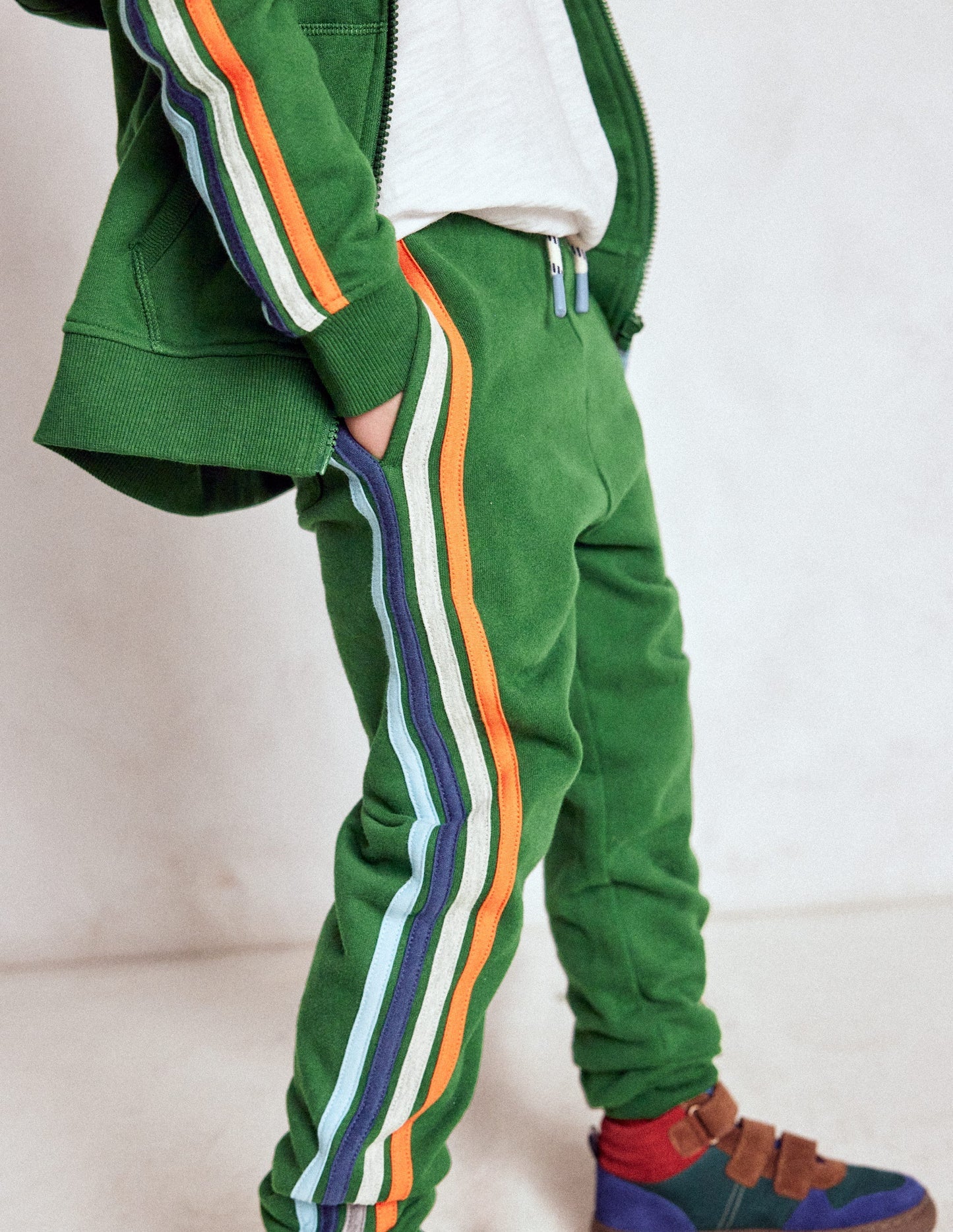 Rainbow Stripe Sweatpants - Pine Green
