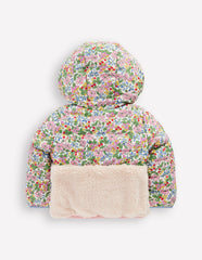 Mixed Borg Jacket - Ivory Berry Floral
