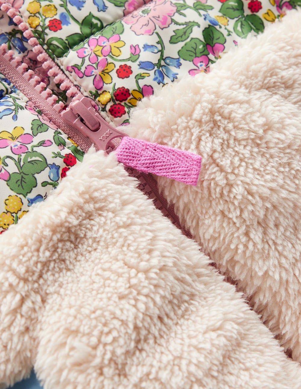Mixed Borg Jacket - Ivory Berry Floral