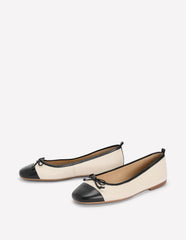 Kitty Flexi Sole Ballet Flats - Ecru/Black