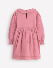 Double Cloth Collared Dress - Pink Heather