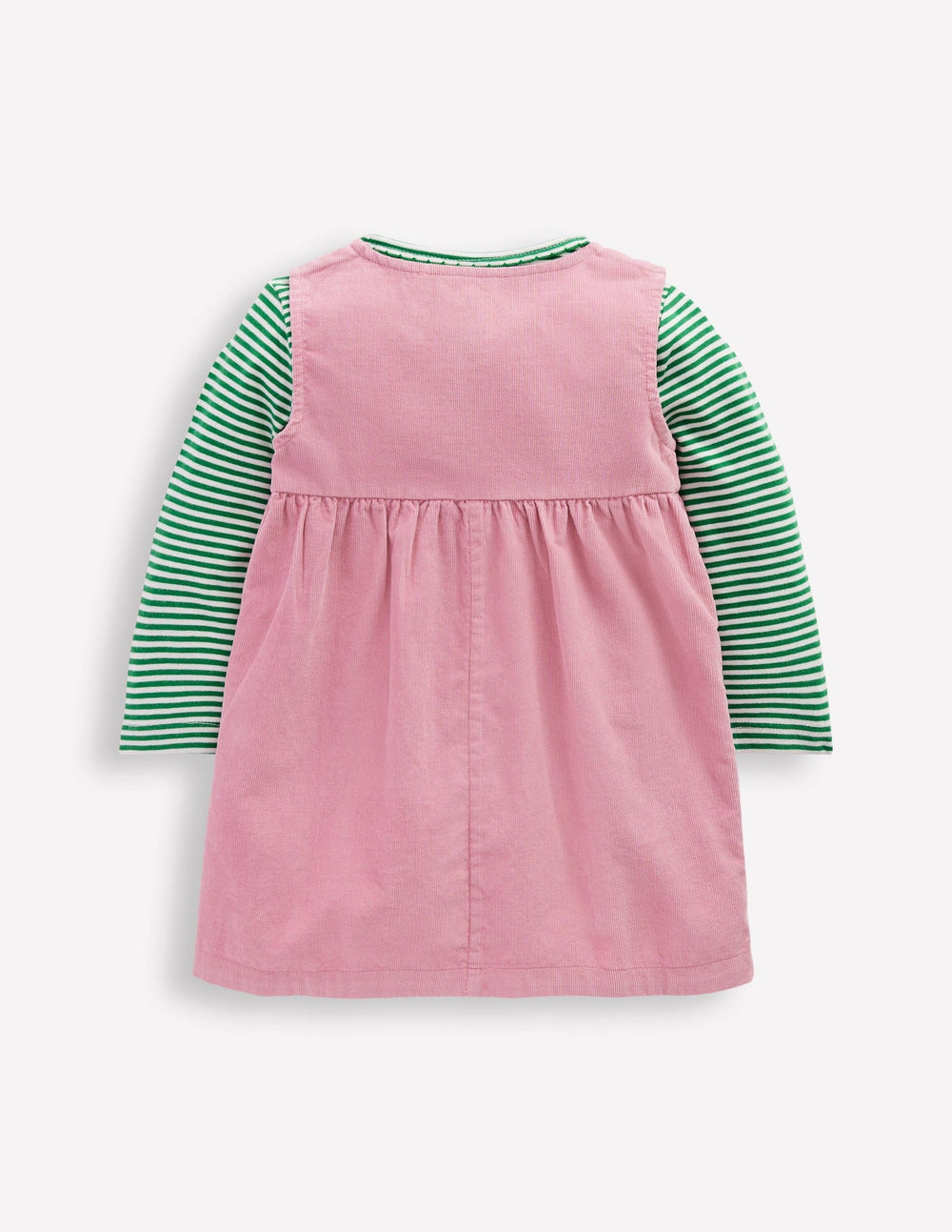 Woven Pinny Dress Set - Pink Apple
