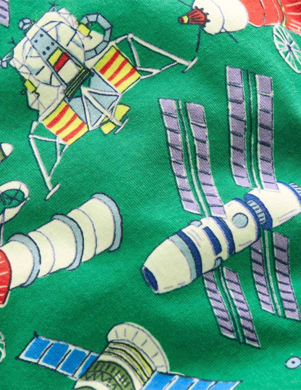 Snug Short John Glow Pyjamas - Green Satellites