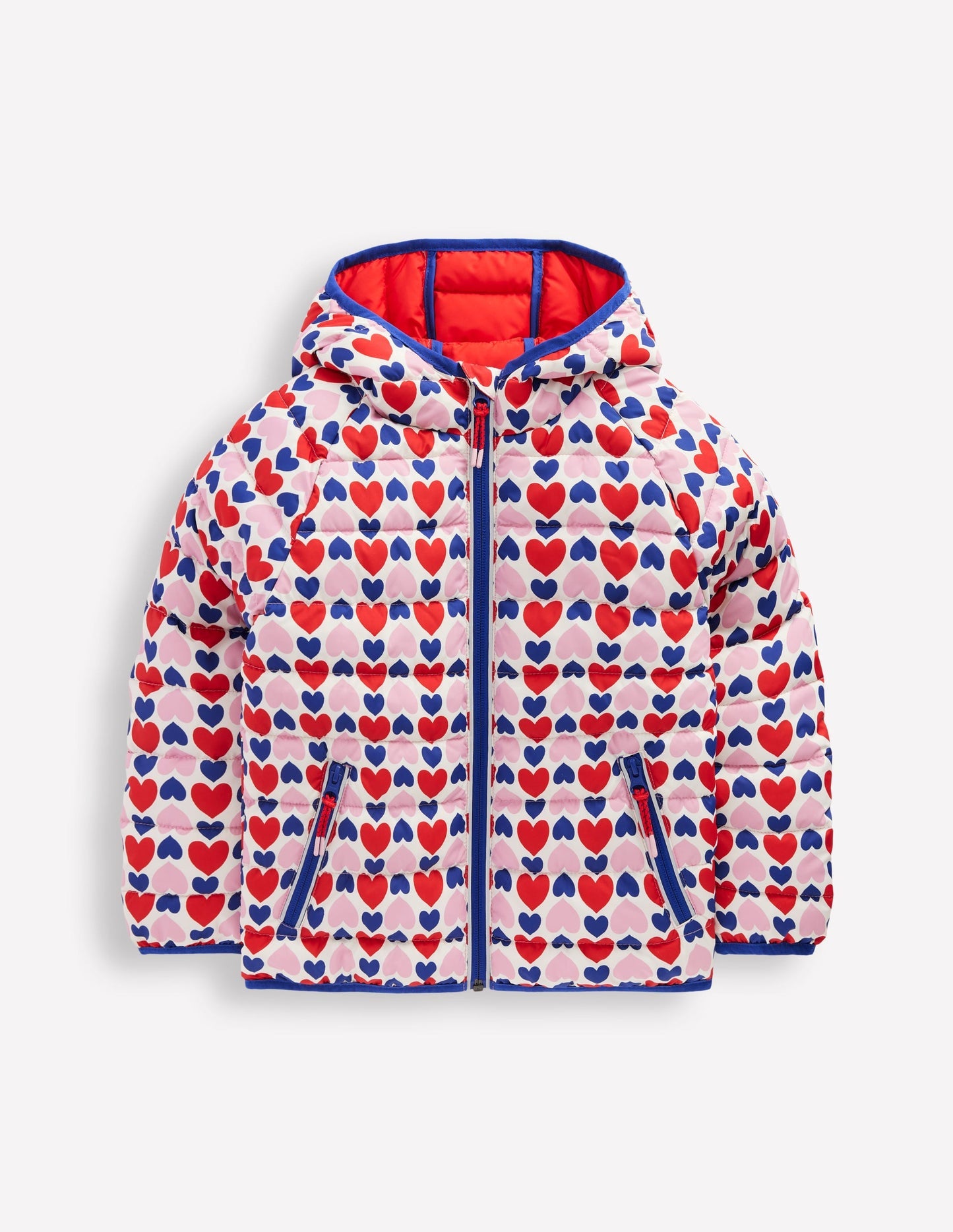 Pack - away Padded Jacket - Poppy Red Geo Heart