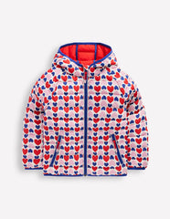 Pack - away Padded Jacket - Poppy Red Geo Heart