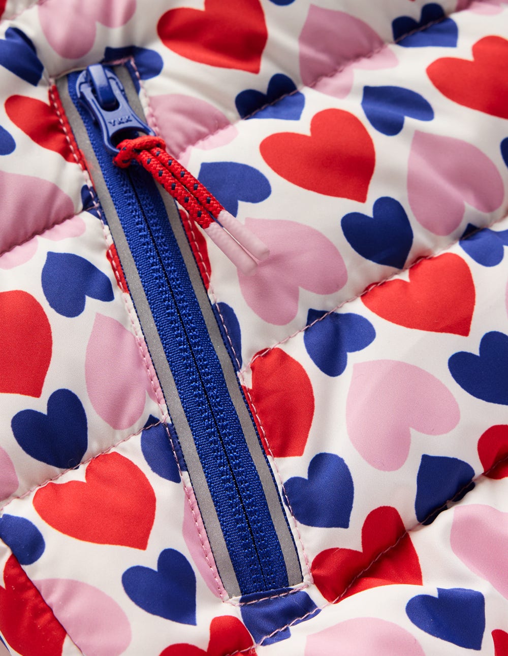 Pack - away Padded Jacket - Poppy Red Geo Heart