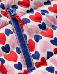 Pack - away Padded Jacket - Poppy Red Geo Heart
