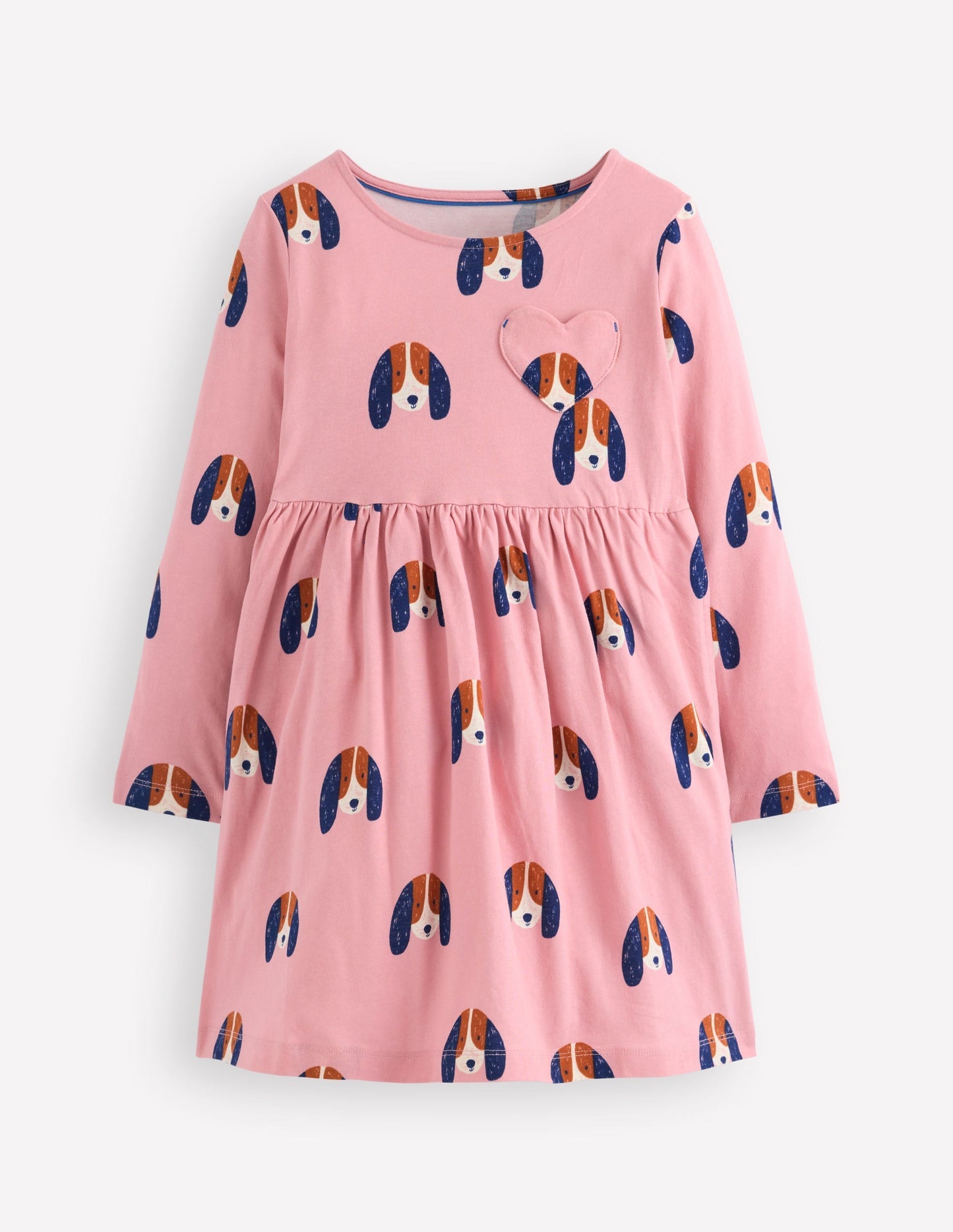 Heart Pocket Fun Jersey Dress - Vintage Pink Spaced Pups