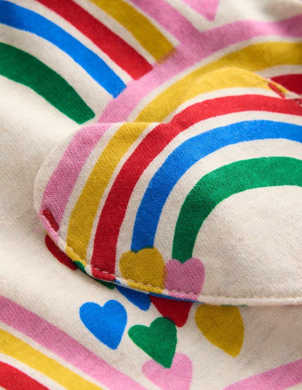 Heart Pocket Fun Jersey Dress - Oatmeal Marl Rainbow Hearts