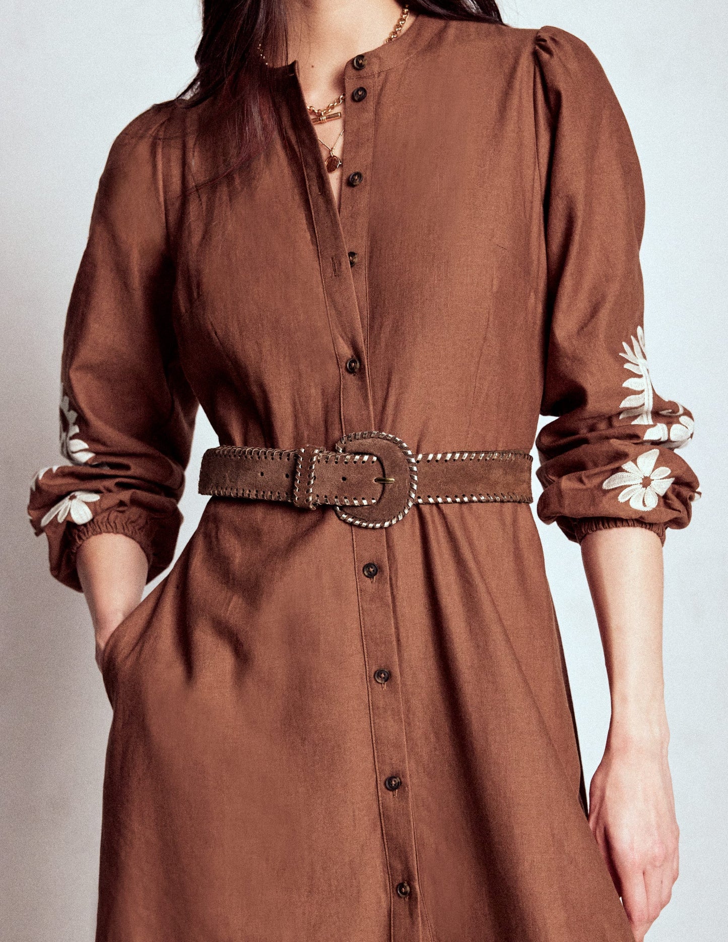 Covered Whipstitch Belt - Tan