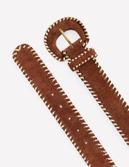 Covered Whipstitch Belt - Tan