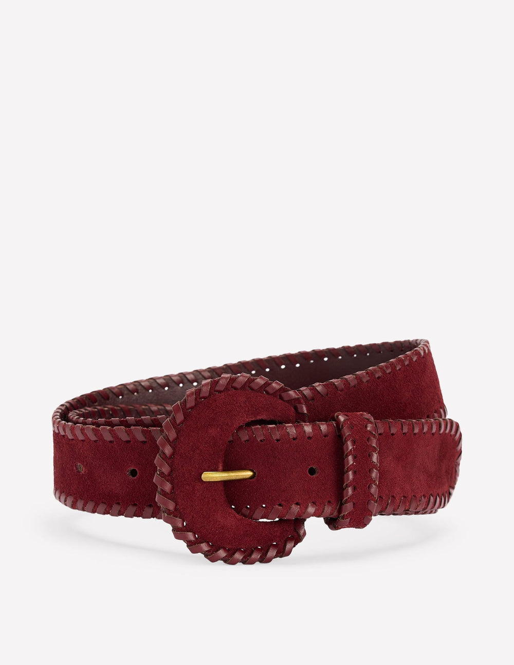 Covered Whipstitch Belt - Oxblood
