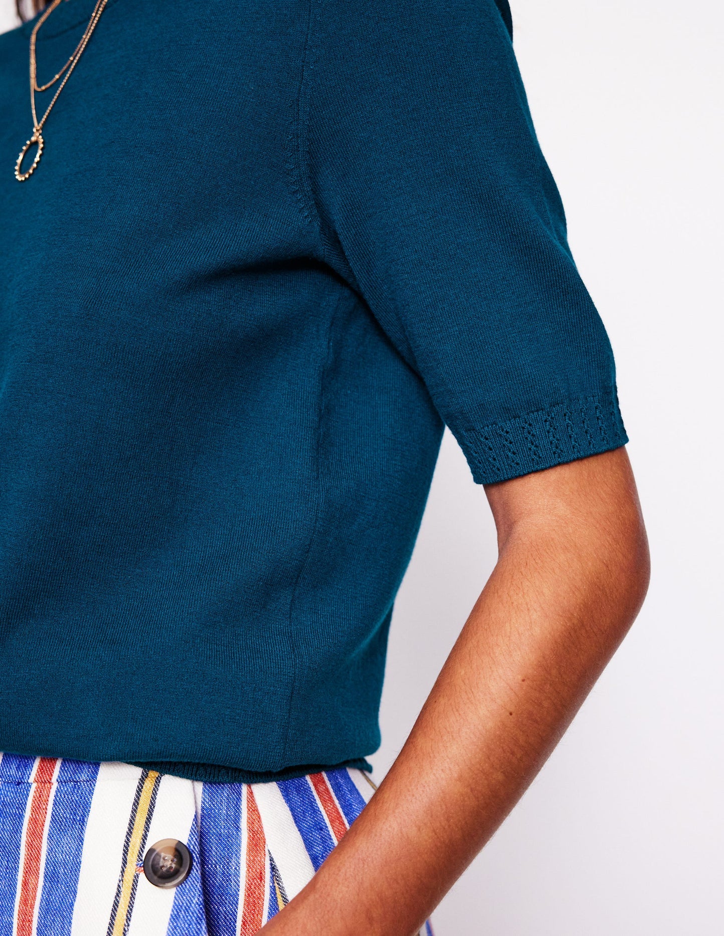 Emilia Cotton Crew T-shirt - Harbour Blue